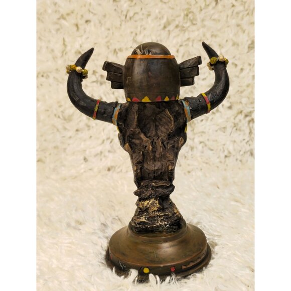 Handcrafted Vintage-Inspired Tribal Totem Decor Featuring Bird Motif & Bull Horn - Picture 5 of 12